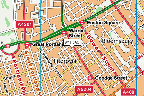 W1T 5AQ map - OS VectorMap District (Ordnance Survey) W1T 5AQ map - OS VectorMap District (Ordnance Survey)