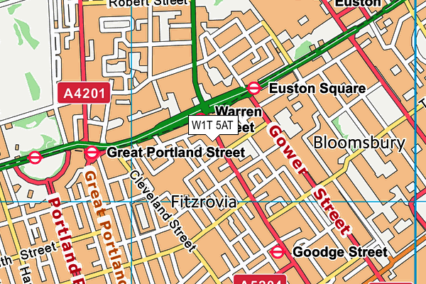 W1T 5AT map - OS VectorMap District (Ordnance Survey)
