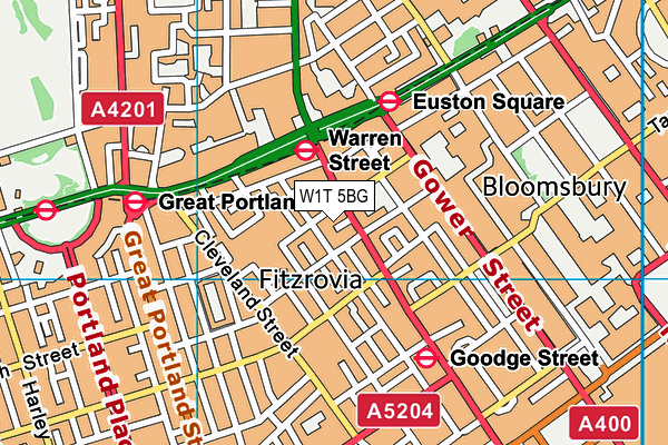 W1T 5BG map - OS VectorMap District (Ordnance Survey) W1T 5BG map - OS VectorMap District (Ordnance Survey)