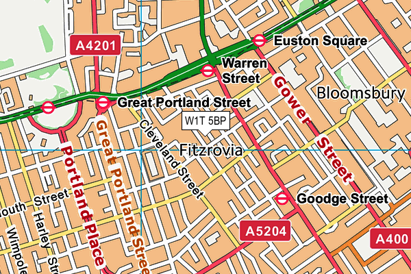 W1T 5BP map - OS VectorMap District (Ordnance Survey) W1T 5BP map - OS VectorMap District (Ordnance Survey)