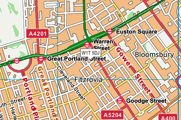 W1T 5DJ map - OS VectorMap District (Ordnance Survey) W1T 5DJ map - OS VectorMap District (Ordnance Survey)