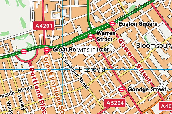 W1T 5HF map - OS VectorMap District (Ordnance Survey) W1T 5HF map - OS VectorMap District (Ordnance Survey)