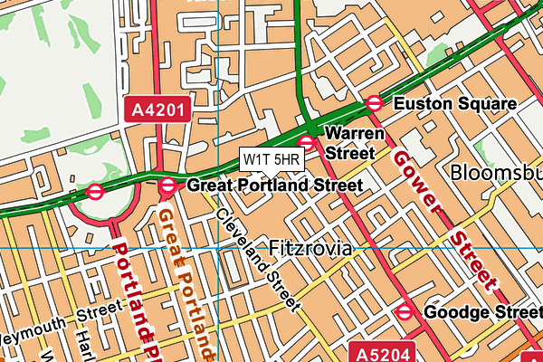 W1T 5HR map - OS VectorMap District (Ordnance Survey)