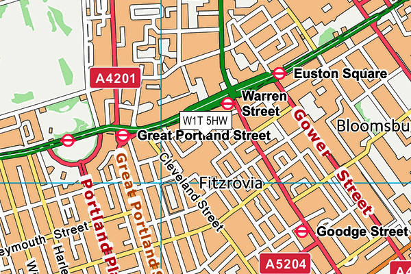 W1T 5HW map - OS VectorMap District (Ordnance Survey) W1T 5HW map - OS VectorMap District (Ordnance Survey)