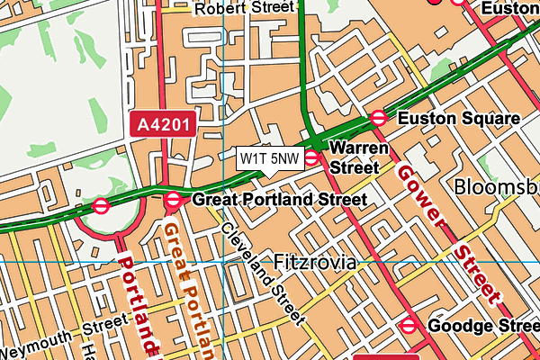 W1T 5NW map - OS VectorMap District (Ordnance Survey) W1T 5NW map - OS VectorMap District (Ordnance Survey)