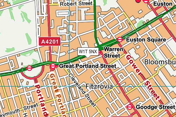 W1T 5NX map - OS VectorMap District (Ordnance Survey)