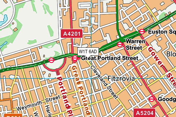 W1T 6AD map - OS VectorMap District (Ordnance Survey) W1T 6AD map - OS VectorMap District (Ordnance Survey)