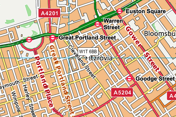 W1T 6BB map - OS VectorMap District (Ordnance Survey) W1T 6BB map - OS VectorMap District (Ordnance Survey)
