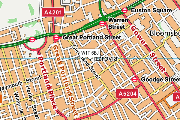 W1T 6BJ map - OS VectorMap District (Ordnance Survey) W1T 6BJ map - OS VectorMap District (Ordnance Survey)