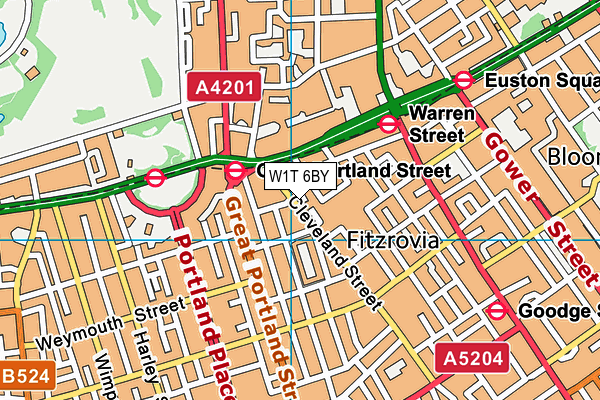 W1T 6BY map - OS VectorMap District (Ordnance Survey) W1T 6BY map - OS VectorMap District (Ordnance Survey)