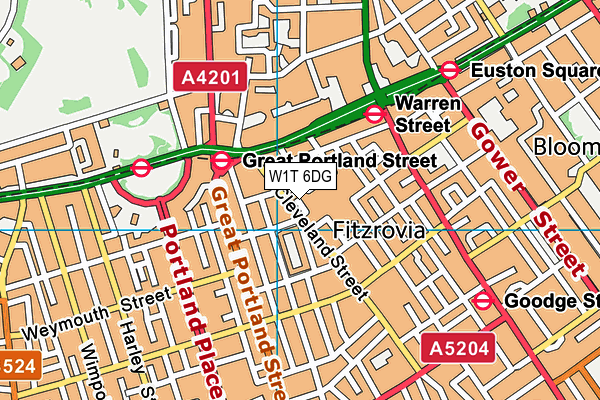 W1T 6DG map - OS VectorMap District (Ordnance Survey) W1T 6DG map - OS VectorMap District (Ordnance Survey)
