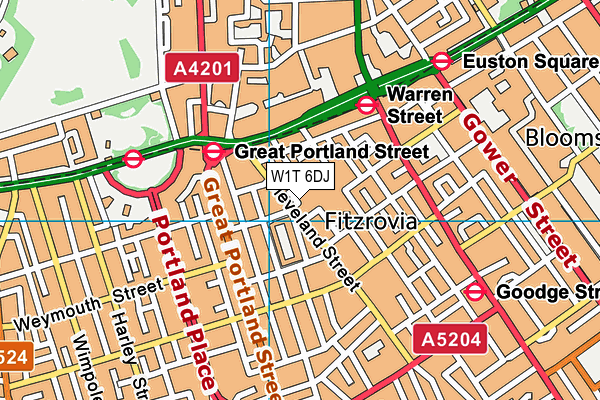 W1T 6DJ map - OS VectorMap District (Ordnance Survey) W1T 6DJ map - OS VectorMap District (Ordnance Survey)