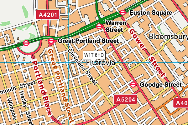W1T 6HD map - OS VectorMap District (Ordnance Survey)