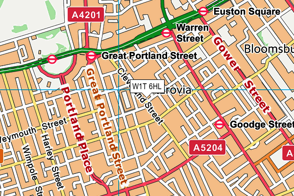W1T 6HL map - OS VectorMap District (Ordnance Survey) W1T 6HL map - OS VectorMap District (Ordnance Survey)