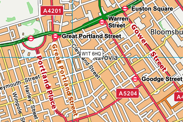 W1T 6HQ map - OS VectorMap District (Ordnance Survey) W1T 6HQ map - OS VectorMap District (Ordnance Survey)
