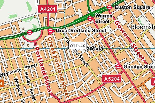 W1T 6LZ map - OS VectorMap District (Ordnance Survey) W1T 6LZ map - OS VectorMap District (Ordnance Survey)