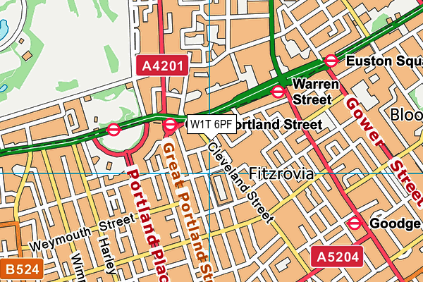 W1T 6PF map - OS VectorMap District (Ordnance Survey) W1T 6PF map - OS VectorMap District (Ordnance Survey)