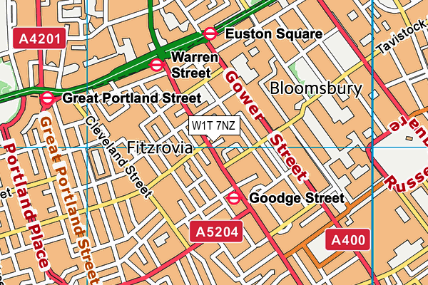 W1T 7NZ map - OS VectorMap District (Ordnance Survey)