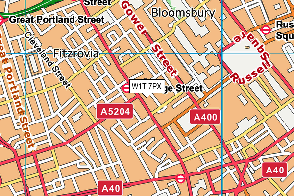W1T 7PX map - OS VectorMap District (Ordnance Survey) W1T 7PX map - OS VectorMap District (Ordnance Survey)