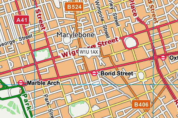 W1U 1AX map - OS VectorMap District (Ordnance Survey)