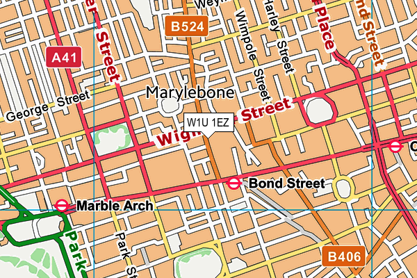 W1U 1EZ map - OS VectorMap District (Ordnance Survey)