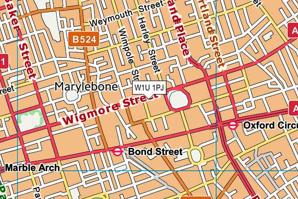 W1U 1PJ map - OS VectorMap District (Ordnance Survey) W1U 1PJ map - OS VectorMap District (Ordnance Survey)