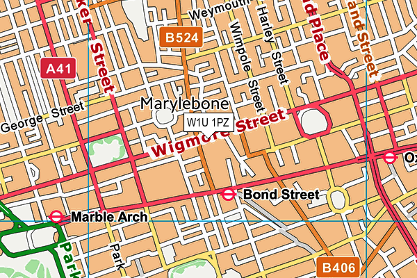 W1U 1PZ map - OS VectorMap District (Ordnance Survey) W1U 1PZ map - OS VectorMap District (Ordnance Survey)