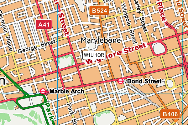 W1U 1QR map - OS VectorMap District (Ordnance Survey)