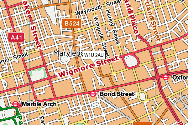 W1U 2AU map - OS VectorMap District (Ordnance Survey) W1U 2AU map - OS VectorMap District (Ordnance Survey)