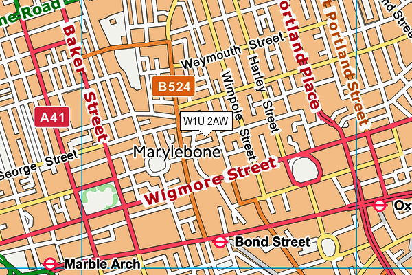 W1U 2AW map - OS VectorMap District (Ordnance Survey) W1U 2AW map - OS VectorMap District (Ordnance Survey)