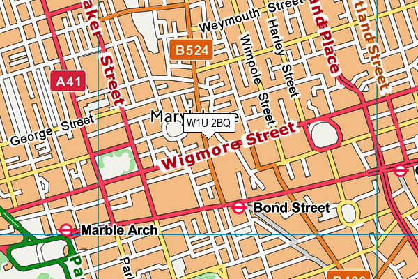 W1U 2BQ map - OS VectorMap District (Ordnance Survey) W1U 2BQ map - OS VectorMap District (Ordnance Survey)