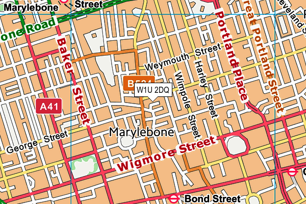W1U 2DQ map - OS VectorMap District (Ordnance Survey) W1U 2DQ map - OS VectorMap District (Ordnance Survey)