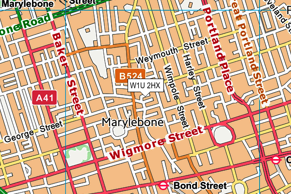W1U 2HX map - OS VectorMap District (Ordnance Survey) W1U 2HX map - OS VectorMap District (Ordnance Survey)