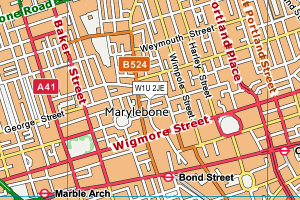 W1U 2JE map - OS VectorMap District (Ordnance Survey) W1U 2JE map - OS VectorMap District (Ordnance Survey)