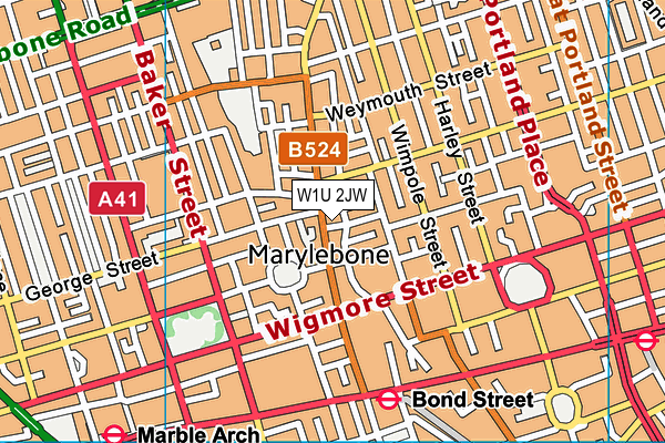 W1U 2JW map - OS VectorMap District (Ordnance Survey)