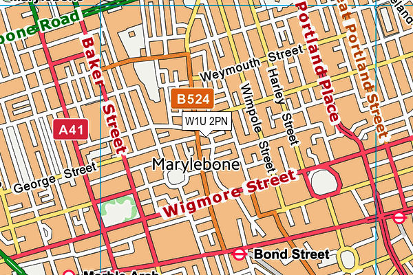 W1U 2PN map - OS VectorMap District (Ordnance Survey) W1U 2PN map - OS VectorMap District (Ordnance Survey)