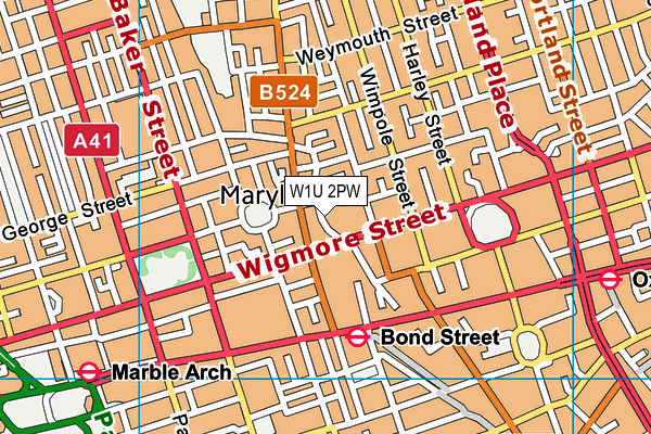 W1U 2PW map - OS VectorMap District (Ordnance Survey) W1U 2PW map - OS VectorMap District (Ordnance Survey)