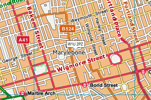 W1U 2PZ map - OS VectorMap District (Ordnance Survey)