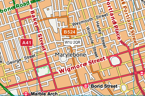 W1U 2QR map - OS VectorMap District (Ordnance Survey) W1U 2QR map - OS VectorMap District (Ordnance Survey)