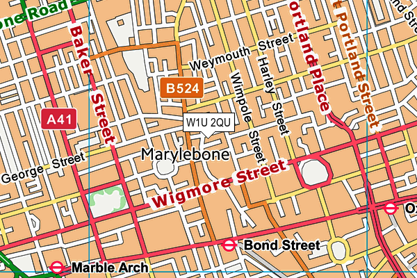 W1U 2QU map - OS VectorMap District (Ordnance Survey) W1U 2QU map - OS VectorMap District (Ordnance Survey)
