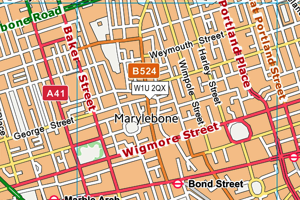 W1U 2QX map - OS VectorMap District (Ordnance Survey) W1U 2QX map - OS VectorMap District (Ordnance Survey)