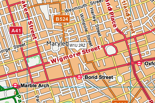 W1U 2RZ map - OS VectorMap District (Ordnance Survey) W1U 2RZ map - OS VectorMap District (Ordnance Survey)