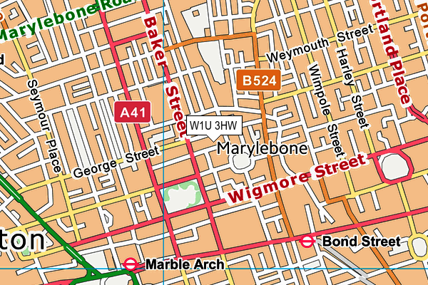 W1U 3HW map - OS VectorMap District (Ordnance Survey) W1U 3HW map - OS VectorMap District (Ordnance Survey)