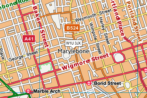 W1U 3JX map - OS VectorMap District (Ordnance Survey) W1U 3JX map - OS VectorMap District (Ordnance Survey)