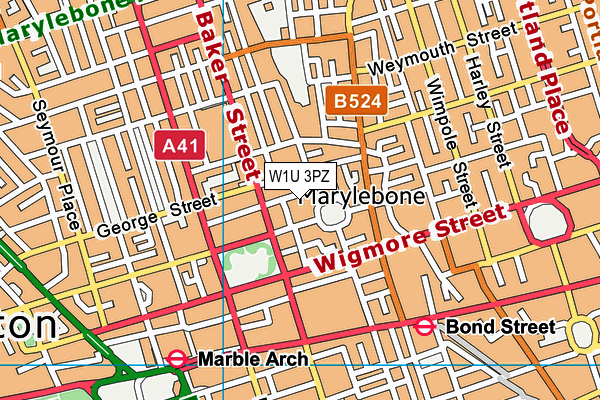 W1U 3PZ map - OS VectorMap District (Ordnance Survey) W1U 3PZ map - OS VectorMap District (Ordnance Survey)
