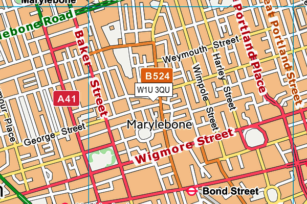 W1U 3QU map - OS VectorMap District (Ordnance Survey) W1U 3QU map - OS VectorMap District (Ordnance Survey)