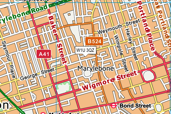 W1U 3QZ map - OS VectorMap District (Ordnance Survey) W1U 3QZ map - OS VectorMap District (Ordnance Survey)