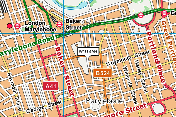 W1U 4AH map - OS VectorMap District (Ordnance Survey)