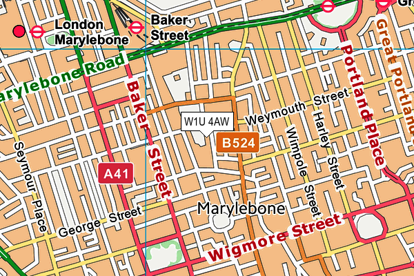 W1U 4AW map - OS VectorMap District (Ordnance Survey) W1U 4AW map - OS VectorMap District (Ordnance Survey)