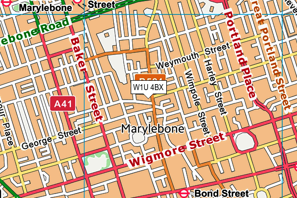 W1U 4BX map - OS VectorMap District (Ordnance Survey) W1U 4BX map - OS VectorMap District (Ordnance Survey)